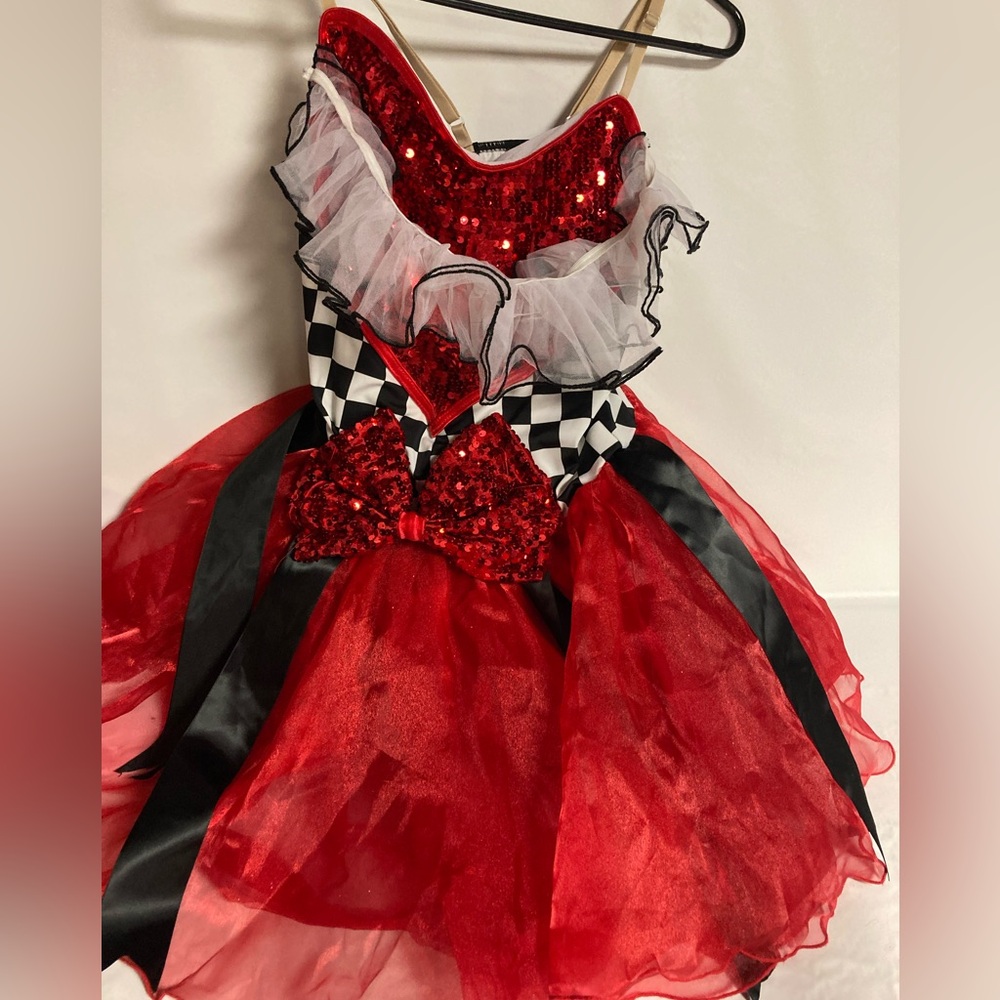 WEISSMAN LA  Red Black Dance Dress Outfit Heart Sequins